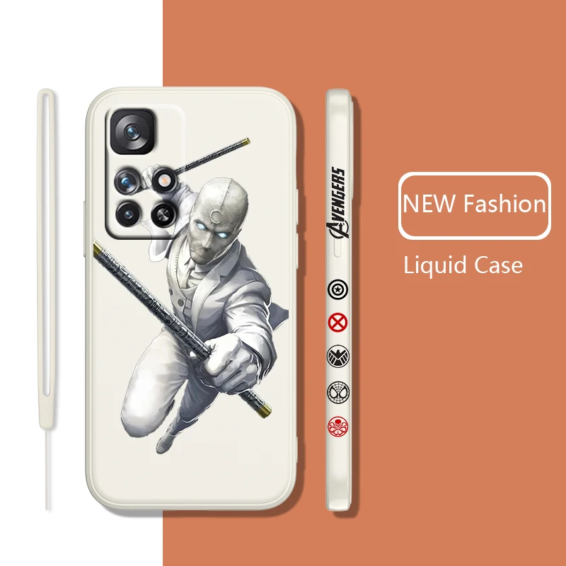 

Marvel Moon Knight For Redmi K50 K40 K30 K20 10C X 9C AT A 8A 7A Gaming Pro Plus Liquid Left Rope Silicone Phone Case