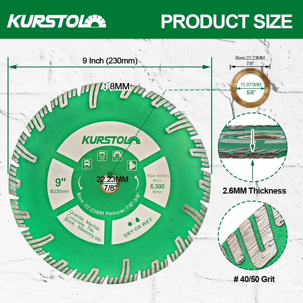

KURSTOL Алмазный диск для резки бетона 115/125/180/230 мм