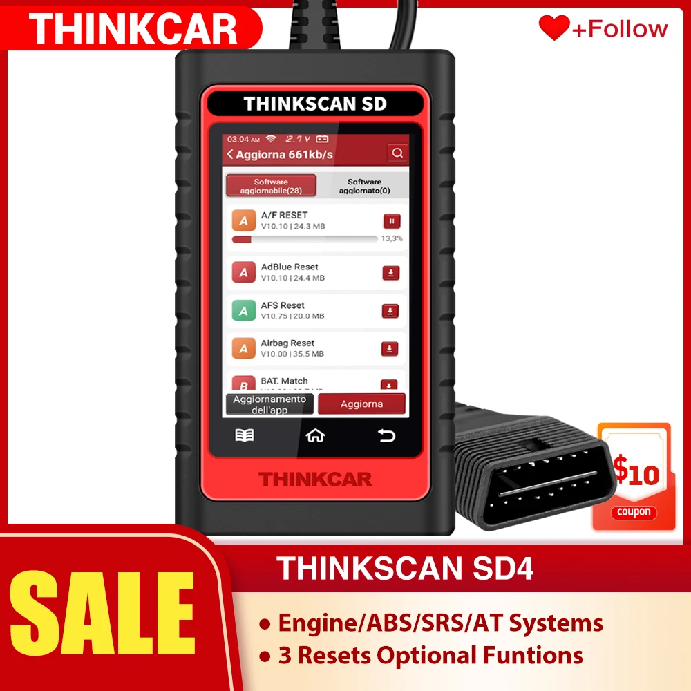 

Thinkcar Thinktool SD4 OBD2 Scanner Car Professional Diagnostic Tools ENG ABS SRS AT Scan tool DPF TPMS SAS OIL EPB IMMO Reset