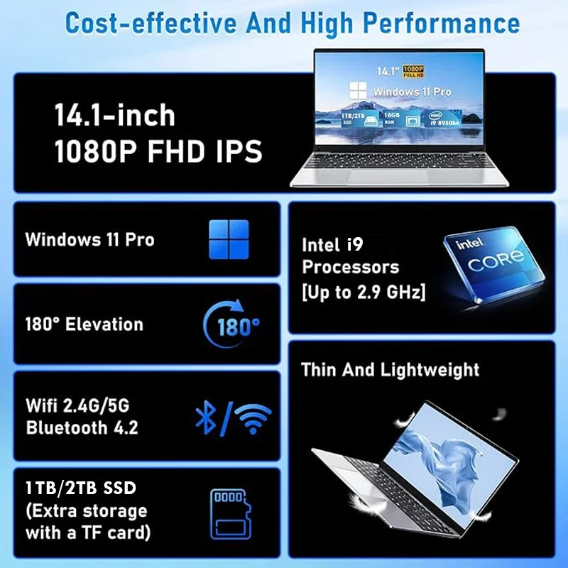 Фото Новое поступление Windows 11 i9 Ноутбук Intel Core i9 8950HK Игровые ноутбуки 16 ГБ DDR4 1 ТБ SSD Ноутбук ПК Геймер Компьютер Ноутбук ПК №2