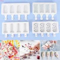 4 even ice cream molds summer popsicle silicone mold ice cube maker ice dessert mold baking tools diy ellipse creative mould