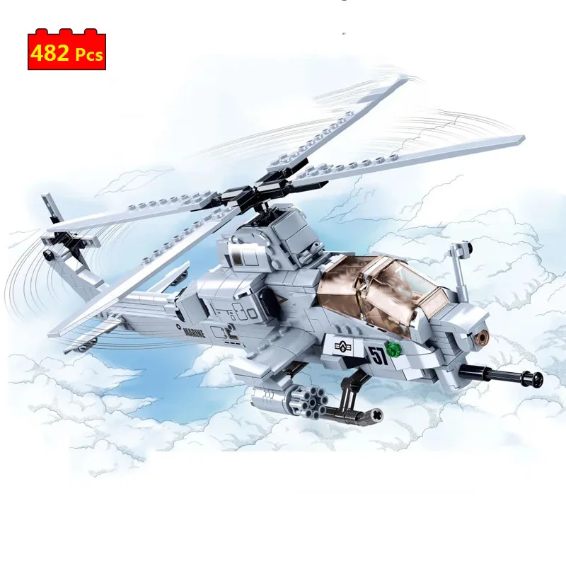 

Military Series World War U.S. Air Force Armored Forces AH-1Z Viper aircraft DIY Model Building Blocks Bricks Toys Gifts