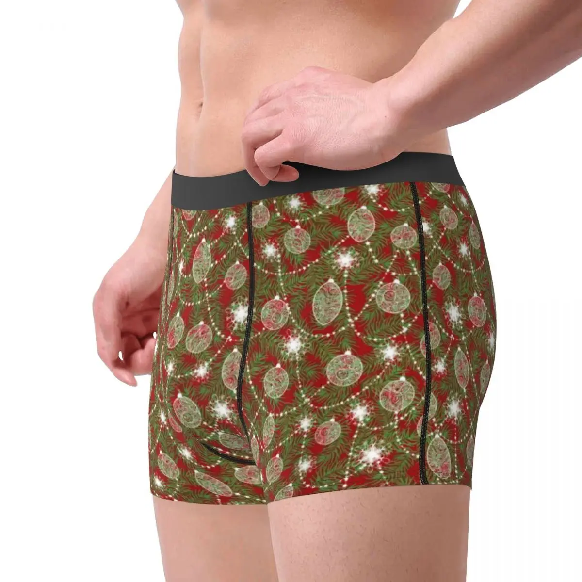 Christmas Tree Underwear Holidays Print Man Underpants Custom Stretch Trunk High Quality Shorts Briefs Plus Size