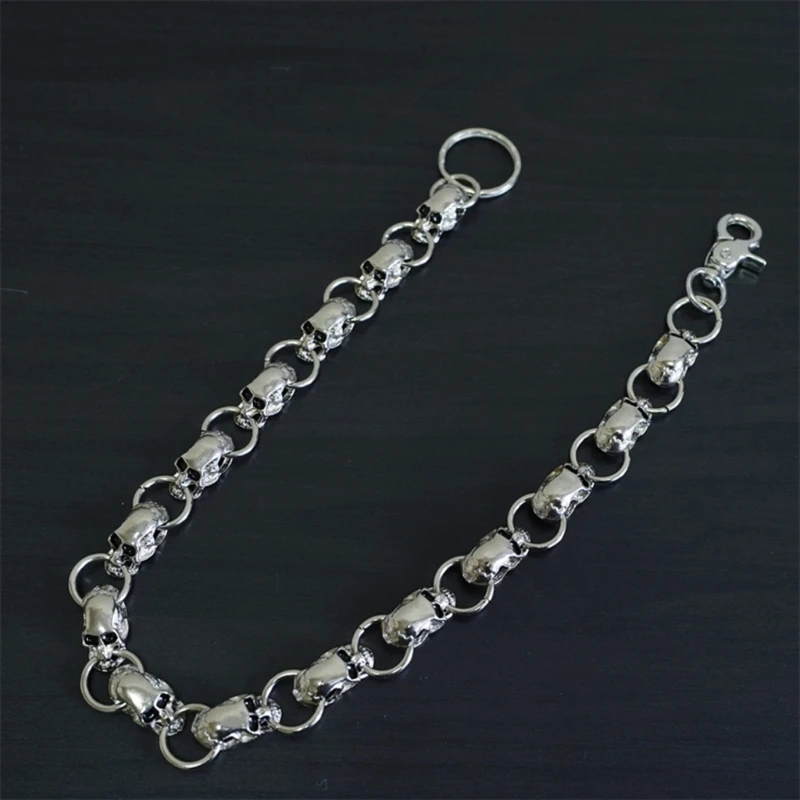 

Тяжелая цепочка-кошелек с черепом в этническом стиле