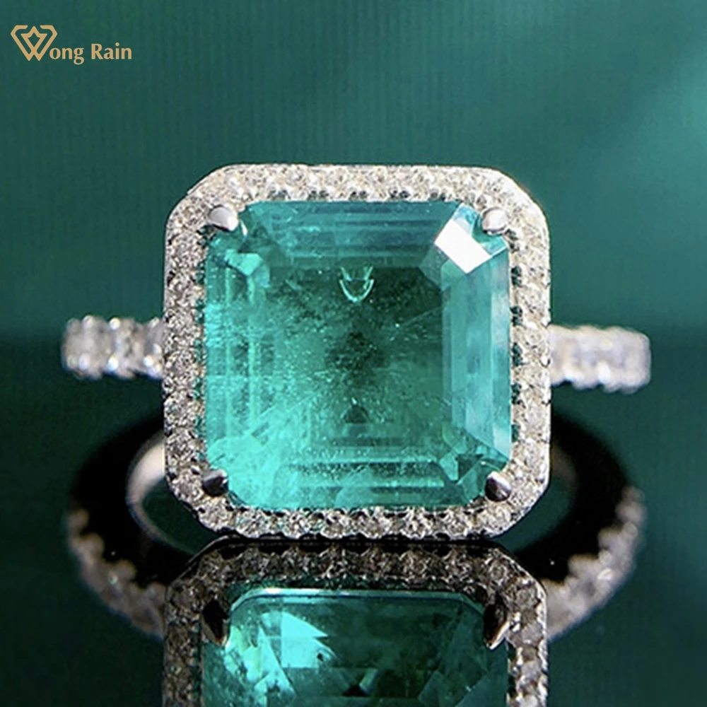 

Wong Rain Vintage 100% 925 Sterling Silver 9*9MM Paraiba Tourmaline Gemstone Ring For Women Engagment Fine Jewelry Wholesale
