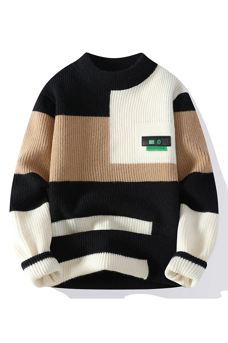 Мужские модные свитера в полоску 2024 осень/зима Свободная трикотажная одежда