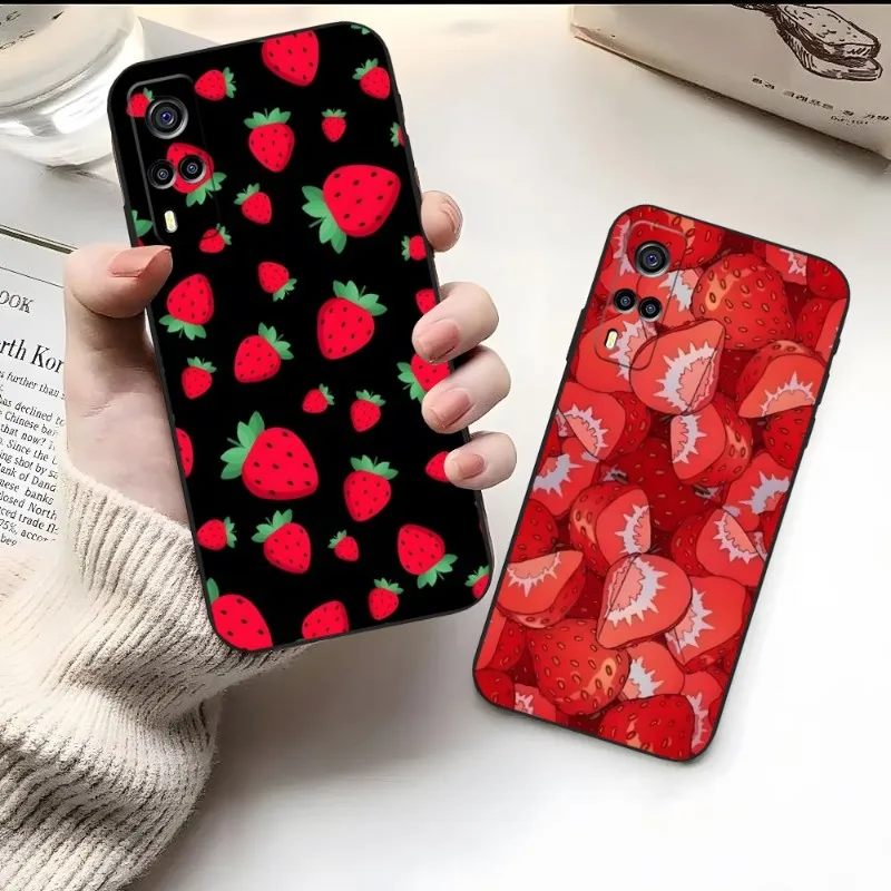 

Peach Strawberry Phone Case For VIVO Y31 IQOO U5 U5x 9 V21e Y31s V23 Y73 Y33s Y21 Y76 Y15s T1 X60 X70 X80 Pro Plus Cover