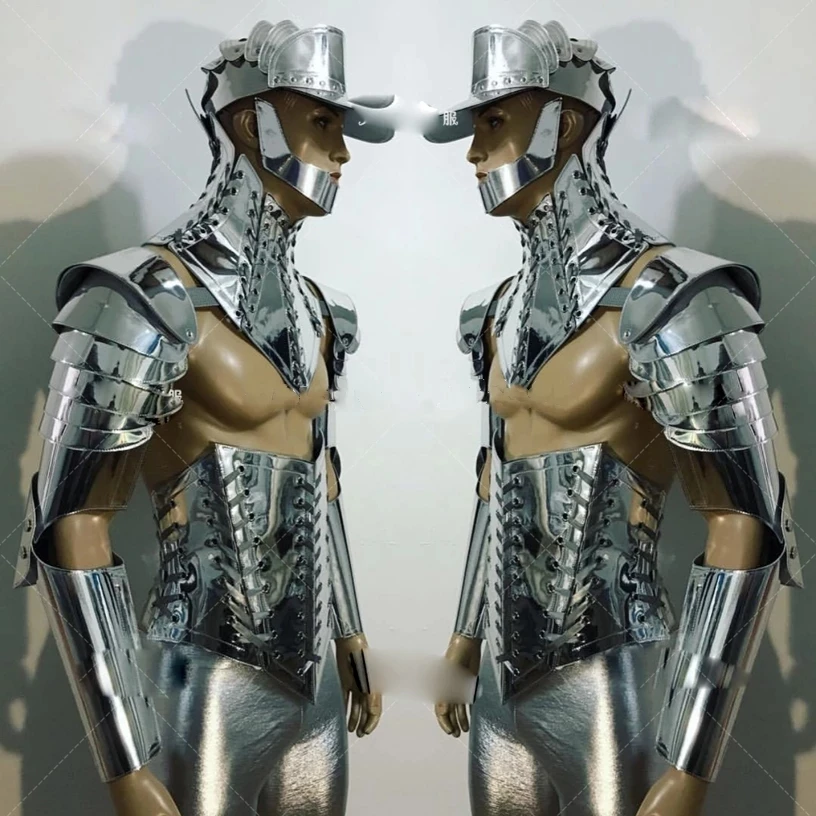 

Модель «Future warrior technology sense» Серебряная зеркальная броня, мужской костюм-ГОГО для мускулов, костюм для ночного клуба, шоу, певицы, танцевальный костюм