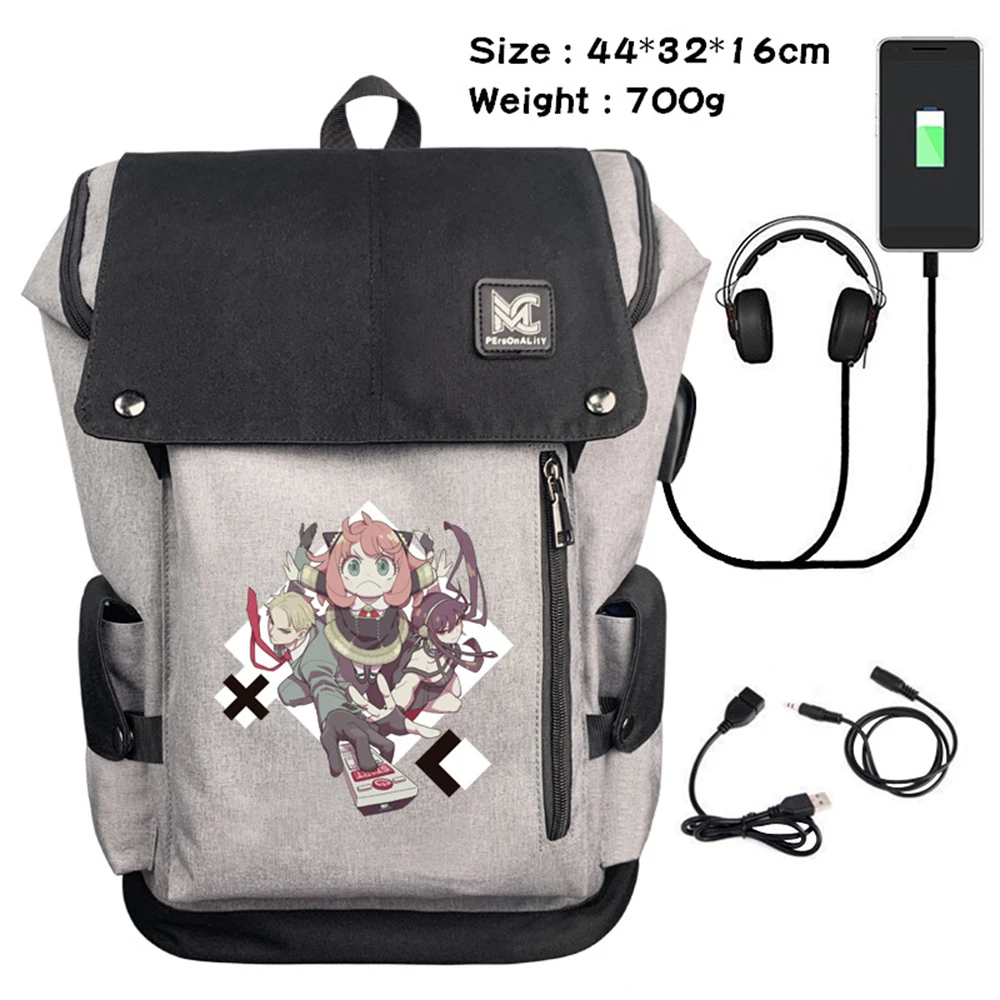 

Anime SPY×FAMILY Backpack USB Charging Rucksack Teenager Printing Zipper Packsack Student Cartoon Schoolbag Travel Laptop Bag