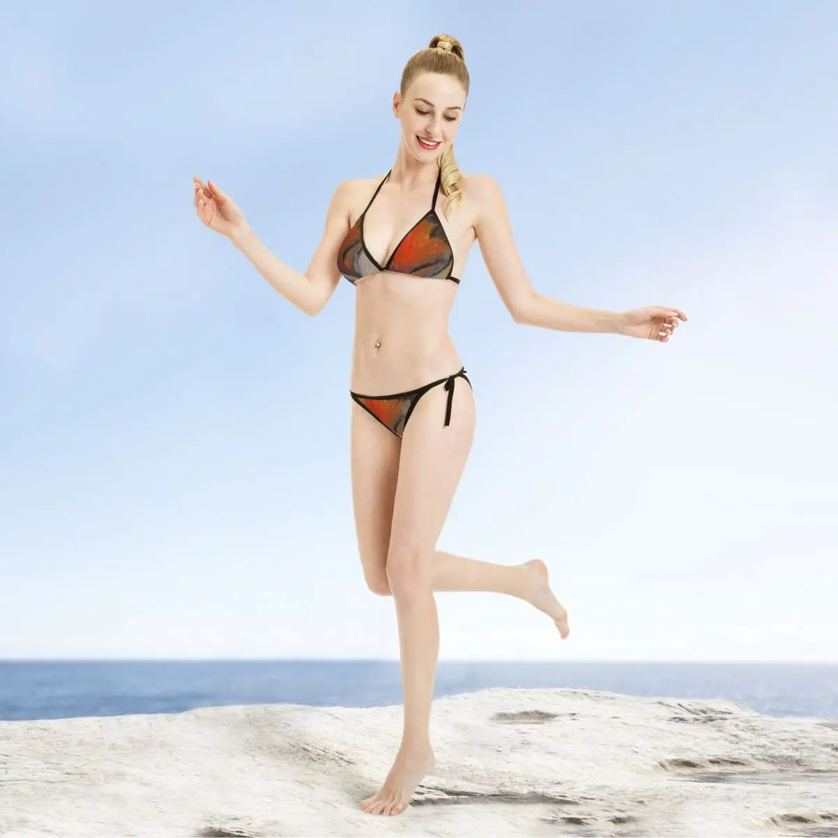 Женский купальник-бикини с лямкой на шее