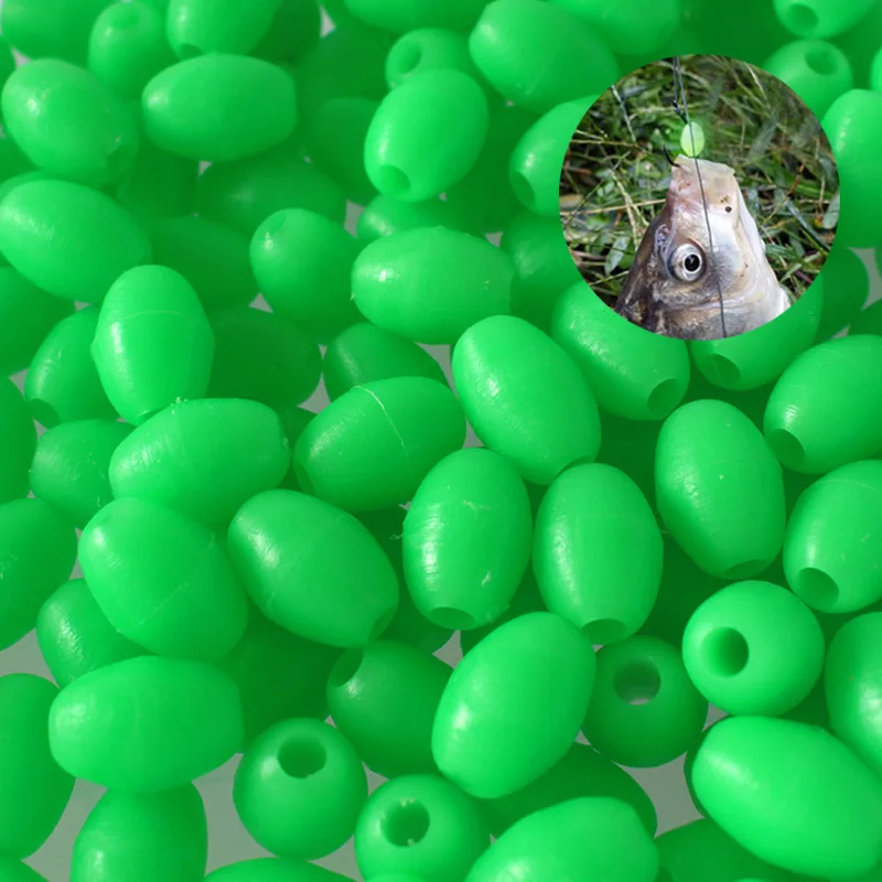 

100Pcs Bright Oval Soft Rubber Luminous Fishing Beads Floating Set Balls Tackles Rig Sea Glowing Sink Beads Pesca Iscas Tackle