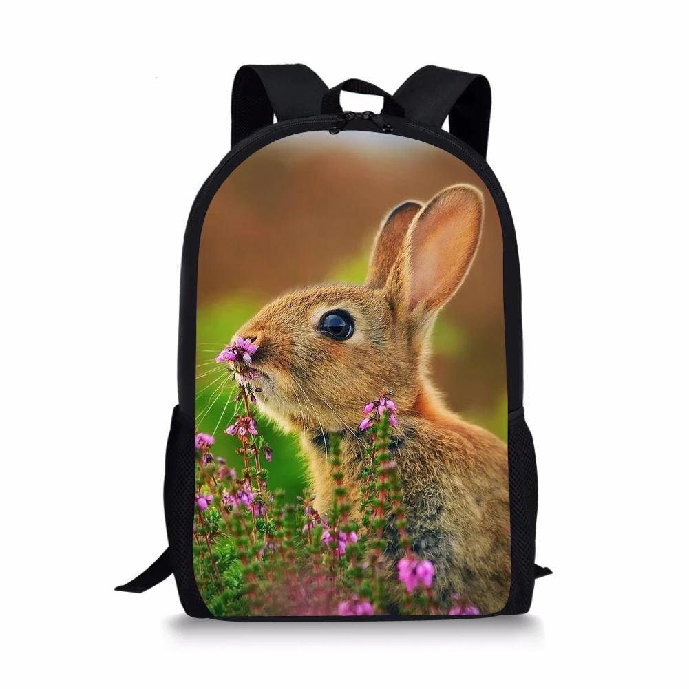 Cute Rabbit Pattern Print School Bags Daily Travel Climbing Durable Backpack Trendy Birthday Gift for Kids Fashion Knapsack