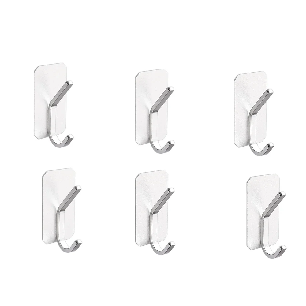 

6Pcs Self Adhesive Hooks Heavy Duty Wall Hangers Clothing Hat Towel Hooks for Hanging Bedroom Bathroom Kitchen