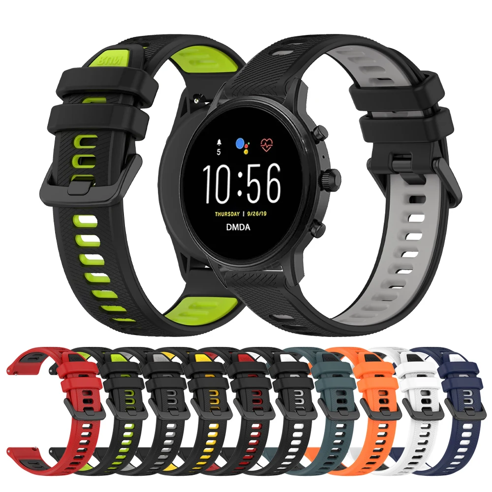Спортивный силиконовый браслет 22 мм для Fossil GEN 6 5 5E 44 ремешок LTE 45 мм/Carlyle/Julianna/Garrett HR