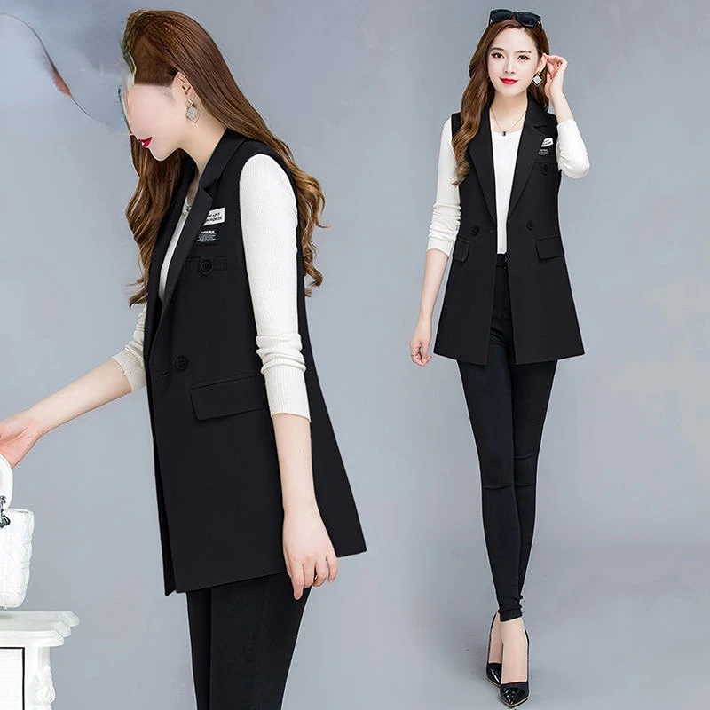 

Women Fashion Single Breasted Sleeveless Slim Vest Jacket Ladies Business Casual Waistcoat Chic Tops Female Office Jackets G345