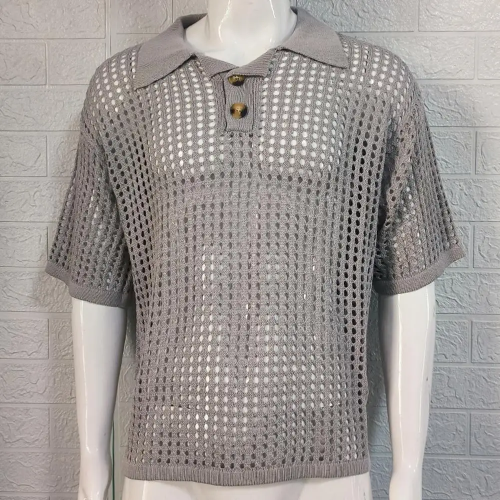 Trendy Pullover Sweater V-Neck Shrink Resistant Cut Out Loose Fit Men Tops  Comfortable Knitting Shirt Workwear