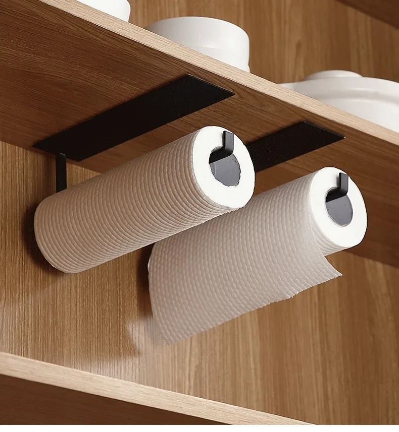 

Carbon steel paper towel rack punch-free paper towel rack kitchen paper hanger storage rack roll paper rack storage rack