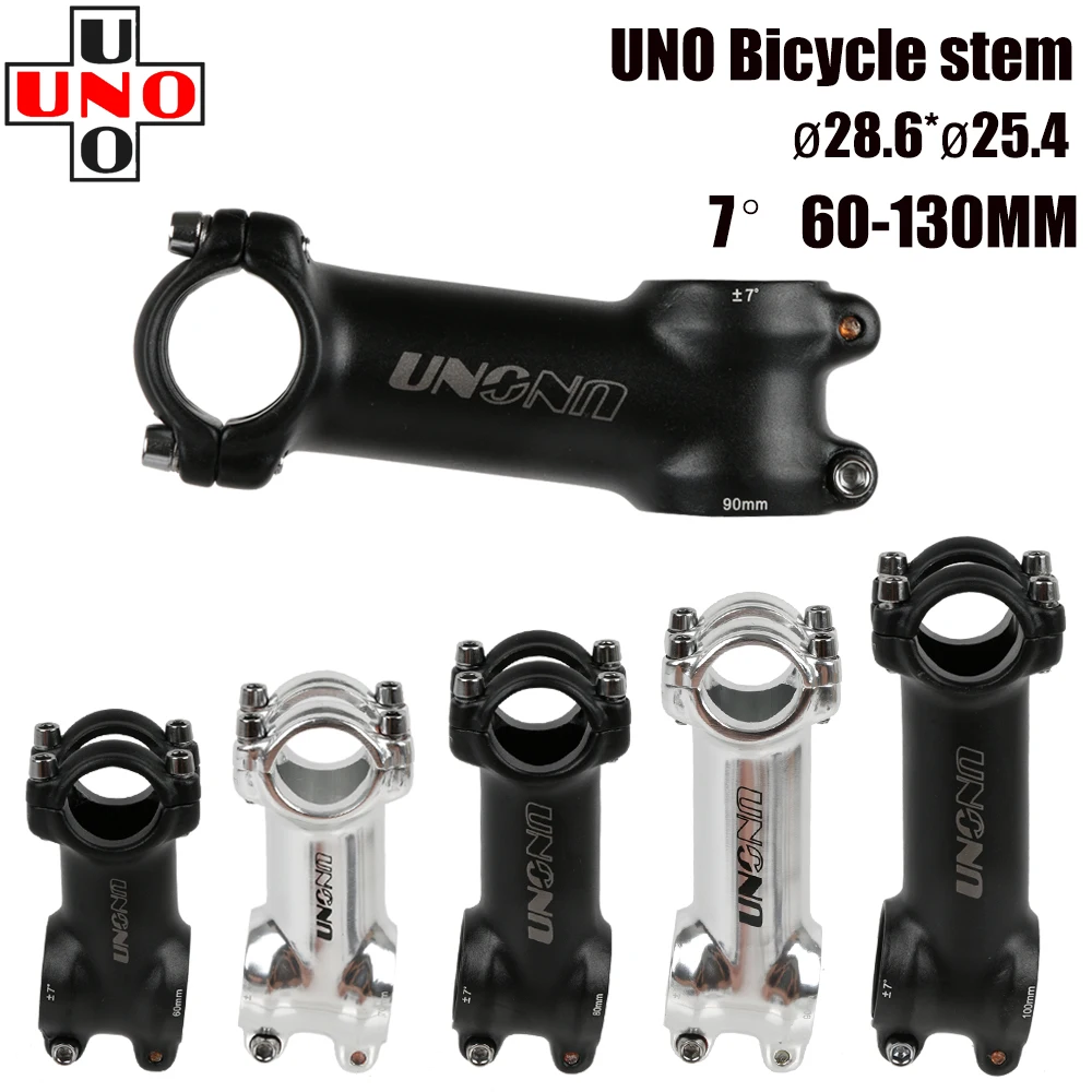 

Promotion UNO Aluminum Bike Stem Ultralight 7 Degree 28.6 25.4MM 60-130MM MTB Road Stem Bike for Fork Mountain MTB Bicycle