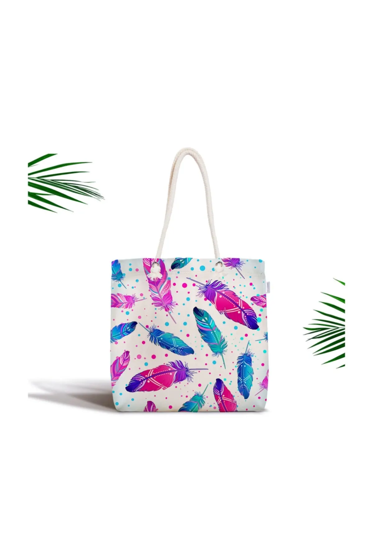 

Женская пляжная сумка с красочными перьями, дизайнерская сумка-тоут из ткани на молнии с цифровым принтом, летние сумки для покупок