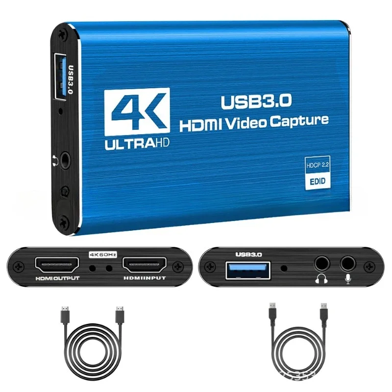

4K Video Capture Card 1080P 60fps HD Camera Recording Box HDMI-compatible to USB 3.0 PC Live Streaming Grabber Recorder
