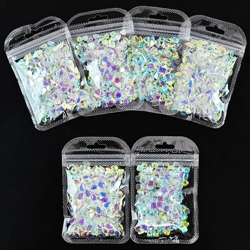 

Новинка 2022 Стразы для дизайна ногтей кристалл AB Аврора борелис звезды, сердце, капли воды плоская спина Маникюр Свободные Стразы HZD84 * &