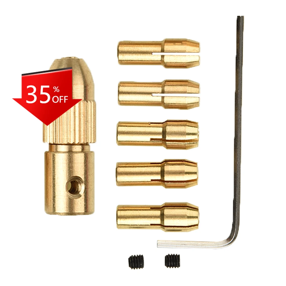 

8Pcs Electric Drill Bit Kit Chuck Adapter Collet 0.5-3mm Mini Drilling Tool Drill Folder Copper Cap For Rotary Power Tools