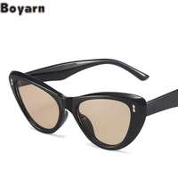 boyarn eyewear ins milk tea color glasses retro cat eye fashion sunglasses trend gafas de sol rice nails w