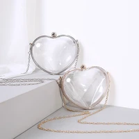 fashion mini heart clutch heart shaped clear acrylic small evening bag chain shoulder bags woman evening party dress purses