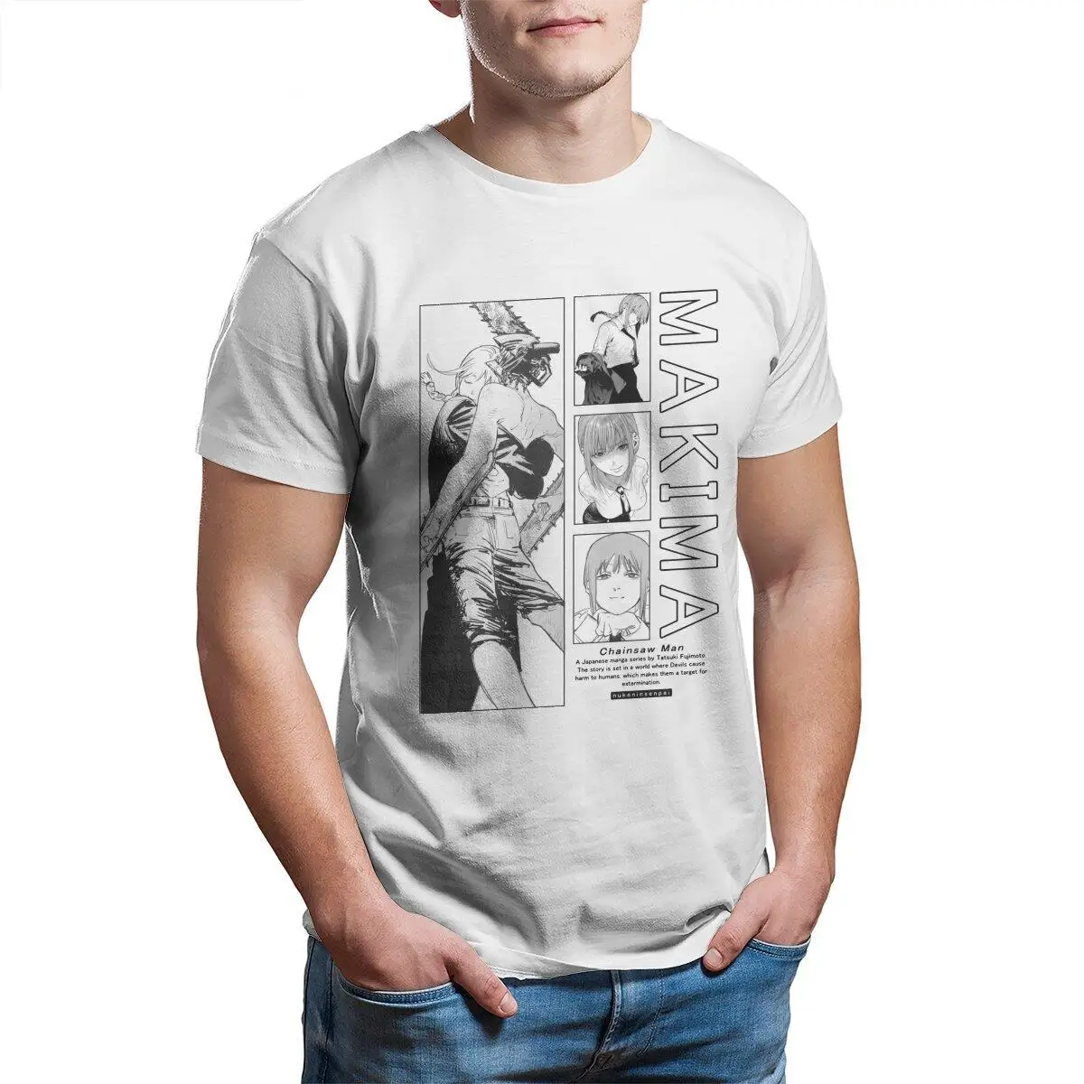 

Casual Makima Chainsaw Man T-Shirt Men Crew Neck Pure Cotton T Shirts Japanese Anime Short Sleeve Tee Shirt Unique Clothing