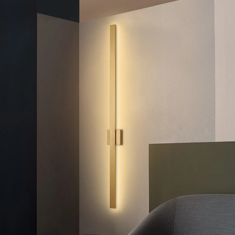 Modern Minimalist Long Wall Lamps for Living Room Bedroom Bedside Lights Gold Black Metal Led Wall Light Fixture Indoor Lighting
