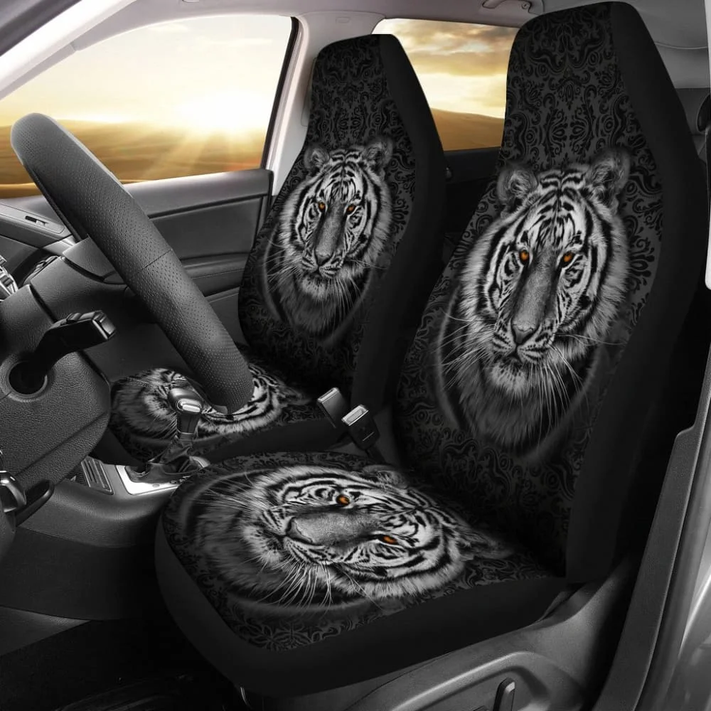 

White Tiger Car Seat Covers Pack of 2 Universal Front Seat Protective Cover