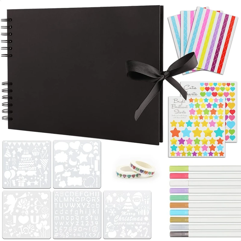 

Альбом для скрапбукинга AT69, 11 х8 дюймов, в твердой обложке, набор для скрапбукинга с 80 страницами, ручная работа, книга для памятного альбома ...