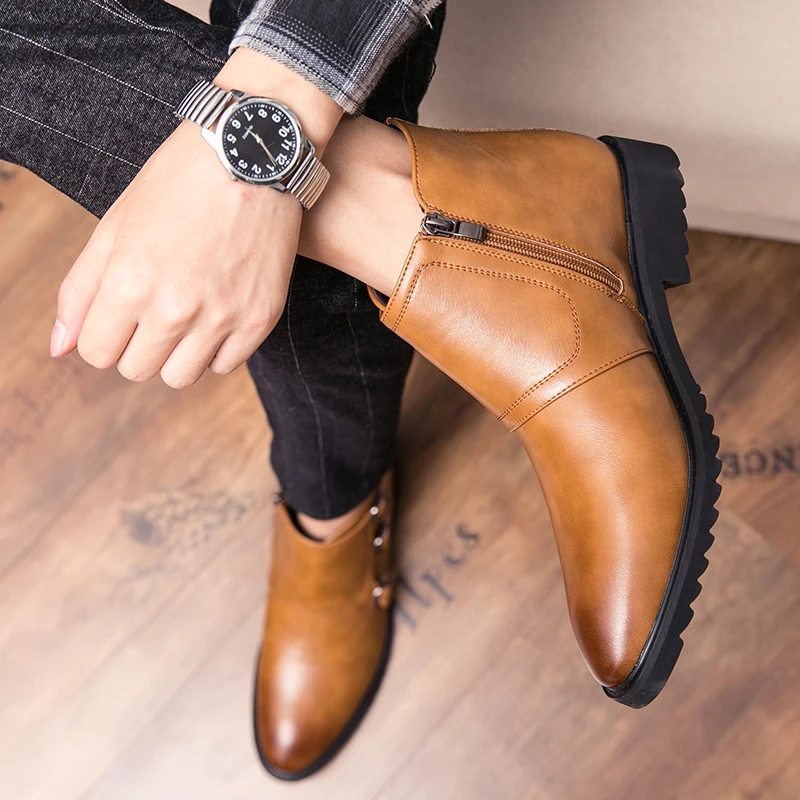 Зимние ботинки женская обувь с высоким вырезом для мужчин деловые костюмы на