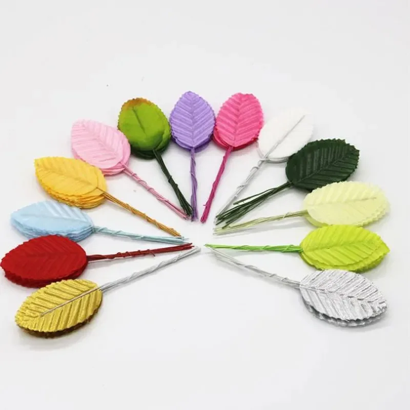 Искусственные Шелковые зеленые листья искусственная Роза поделки из проволоки