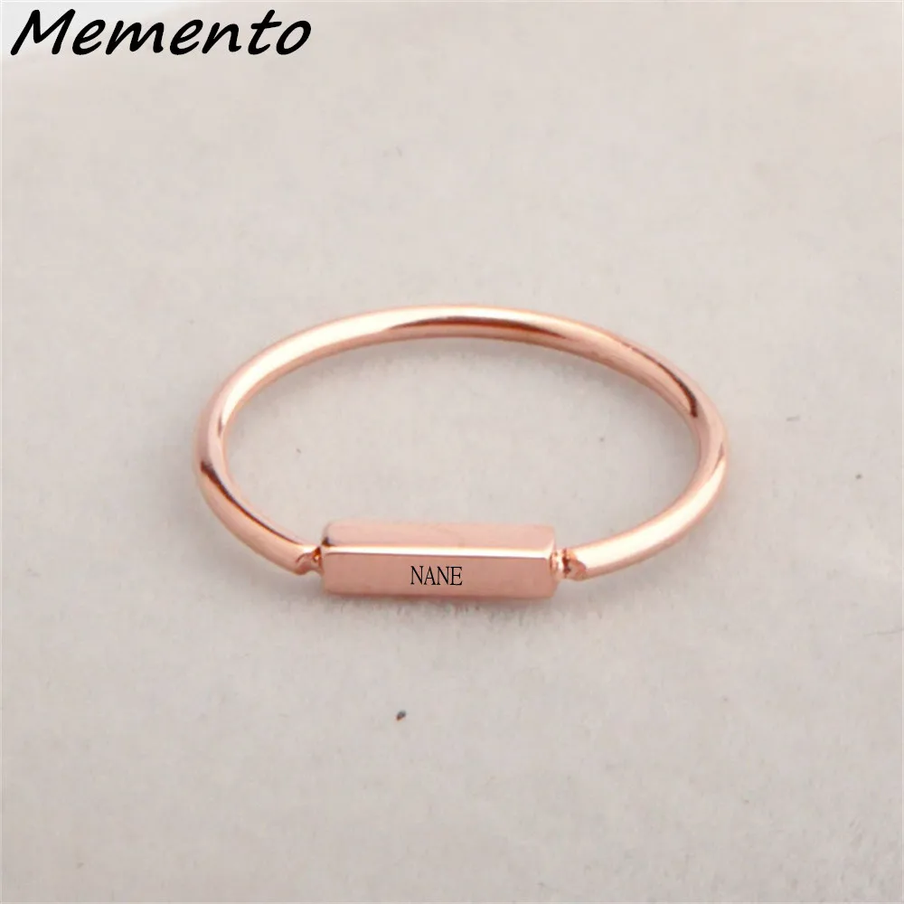 

Memento Custom Name Rings Personality Stainless Steel Strip Gold Appointment Nameplate Rings For Women Jewelry Couple Gifts