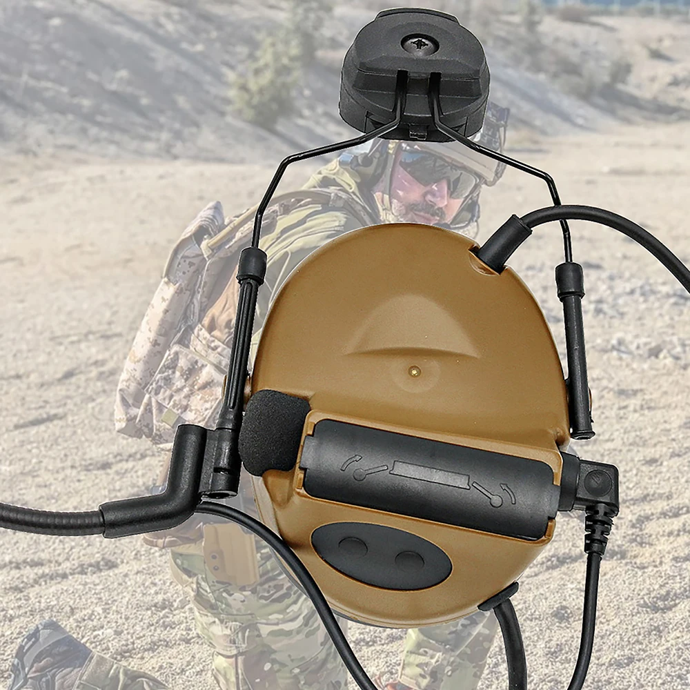 Hearangel Tactical Headset Comtac ii with ARC Rail Adapter Hearing Protection with Gel Ear Pads for Airsoft Sports&Kenwood PTT