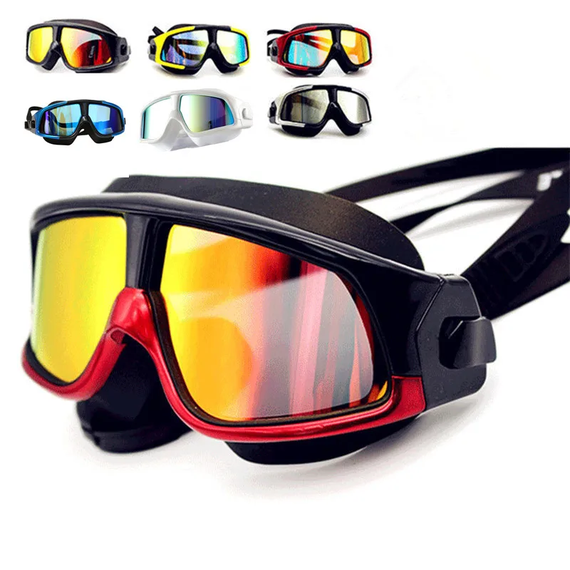 

Adult Comfortable Silicone Large Frame Swim Glasses Womens Mens Swimming Goggles Fashion Waterproof Anti-Fog UV Swim Mask