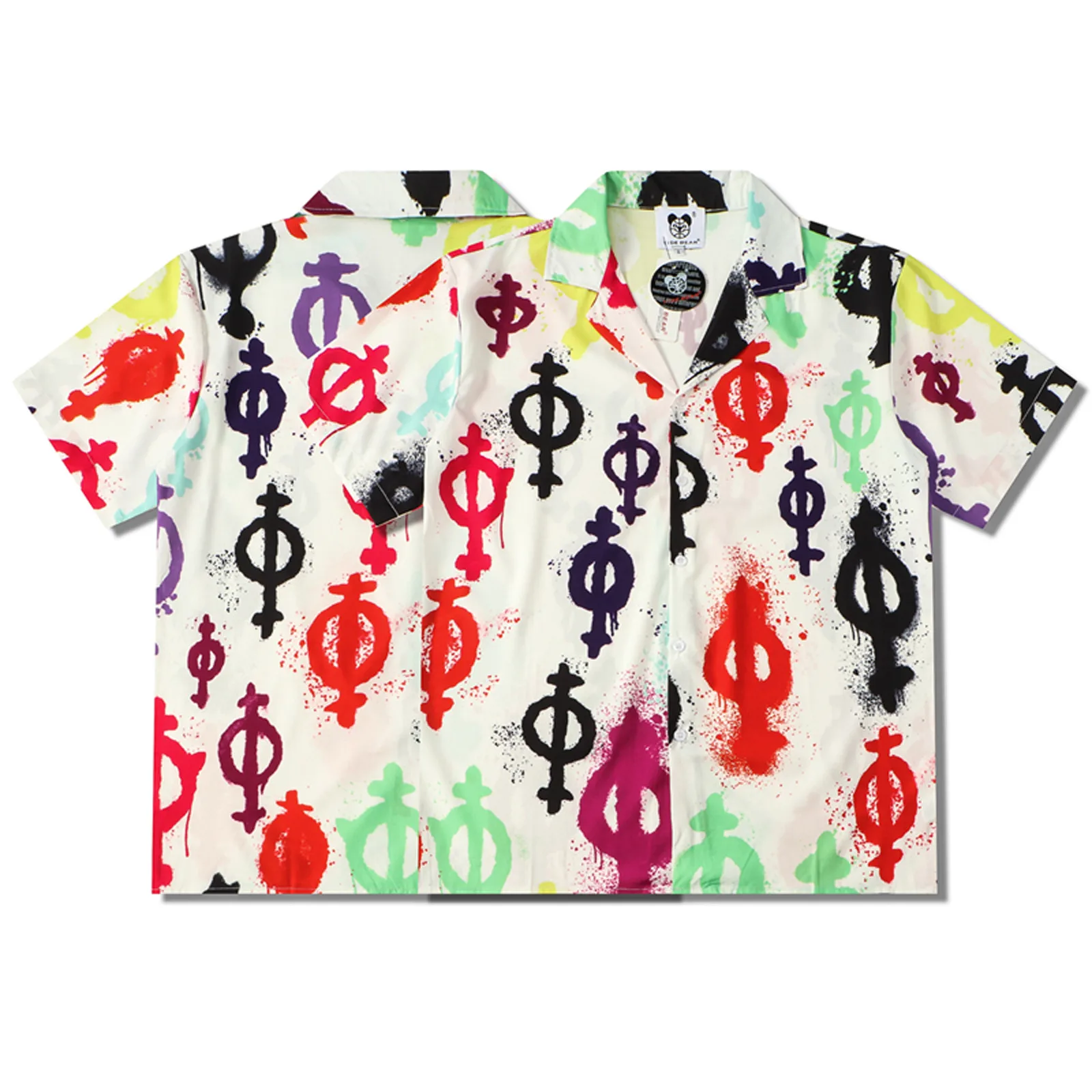 

Cardigan Full Men Flower Hawaiian Print Sleeve Street High Short Shirt Beach Men Shirts Men Turtle Neck Black