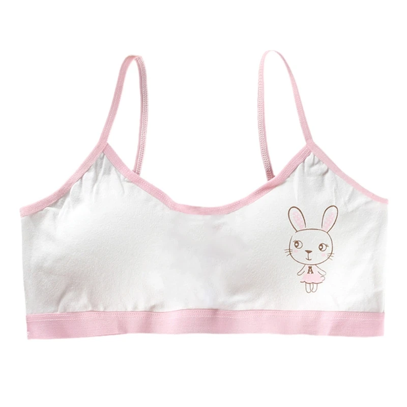 

Young Teenager Girls Cotton Cartoon Rabbit Underwear Sport Bra Wireless Puberty