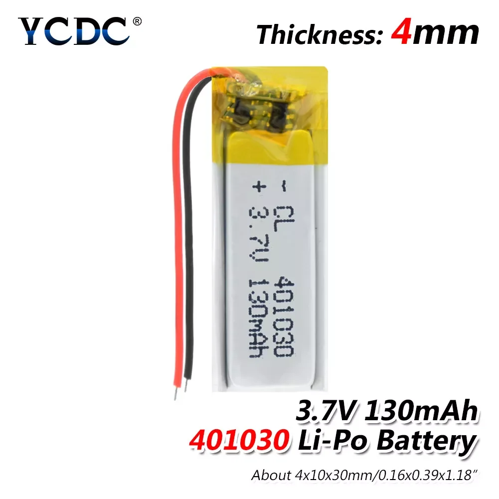 

2023New 3.7V 130mAh 401030 Lithium Polymer Ion Li Ion Battery Bms Protected For Headset Selfie Stick Recording Pen GPS PDA