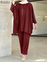 vintage muslim sets women matching sets zanzea 2022 two piece sets casual outifits marocain turkish tops pants islam clothing