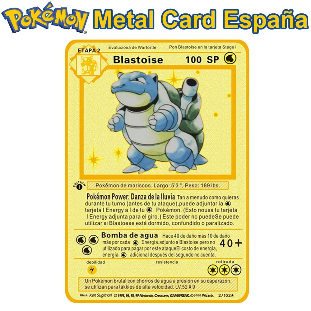 Spanish Pokemon Metal Cards SP Pokémon Letters Pikachu Charizard Collection Gold Card GX V VMAX Original Game Kids Gift Toy
