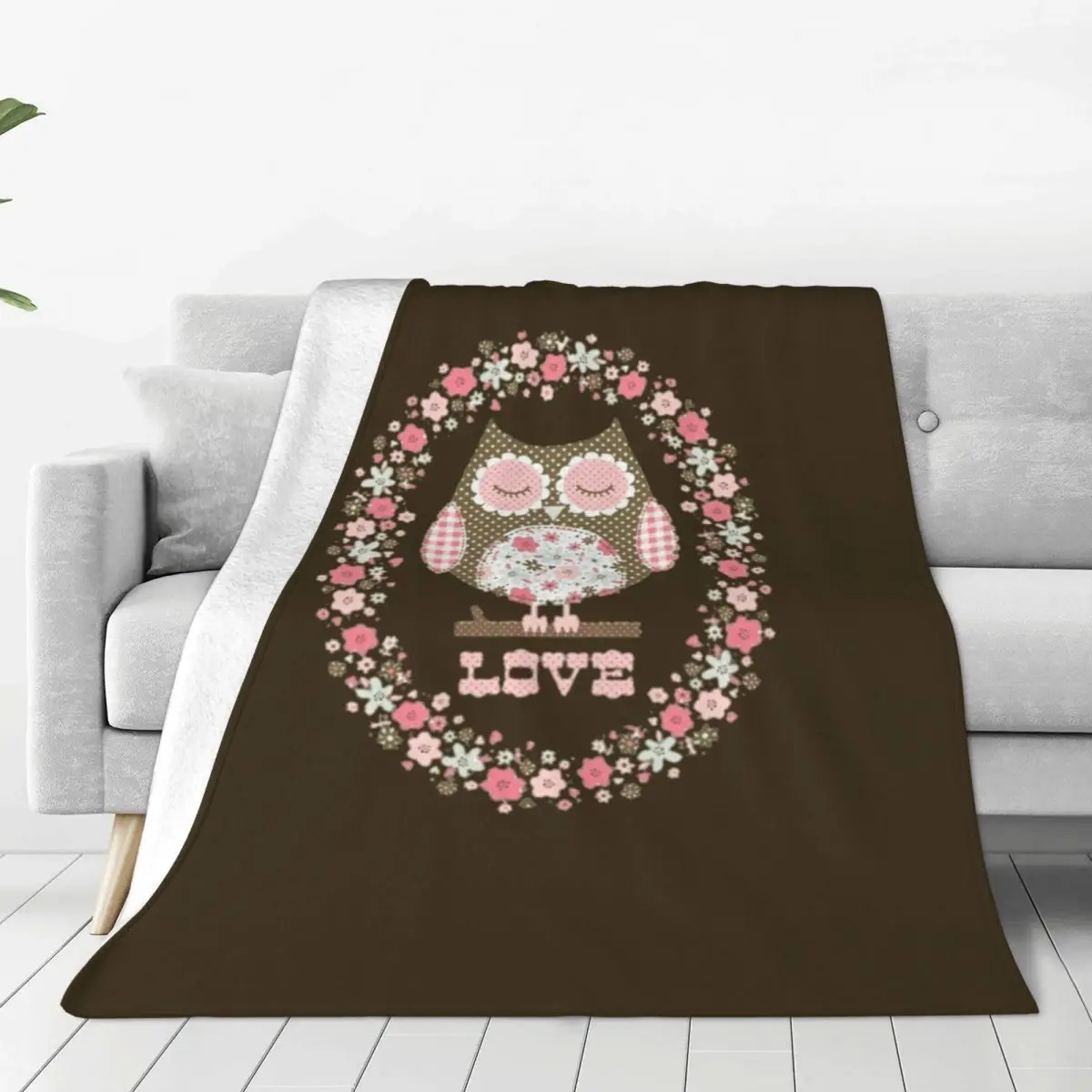 

I Love Owl Soft Flannel Throw Blanket for Couch Bed Warm Blanket Lightweight Blankets for Sofa Travel Blanket