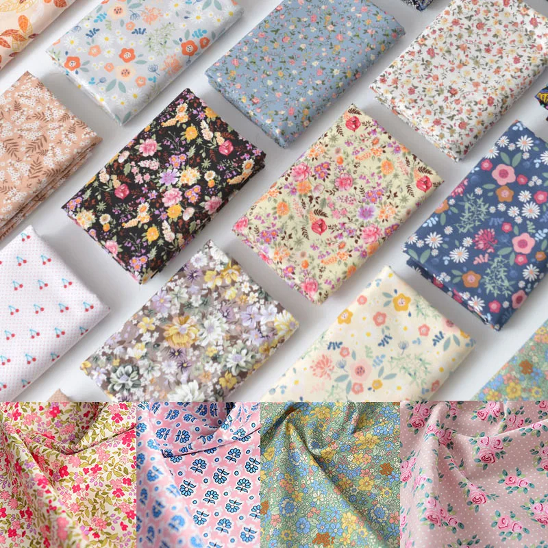 

50x140cm Floral Printed Cotton Cloth Sewing Fabric Thin Summer DIY Sewing Quilted Fabric Dress Shirt Garment Clothing Patchwork