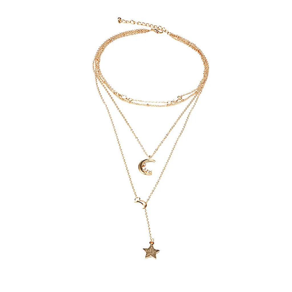 

Necklace Moon Jewelry Personality Sweater Multilayer Chain Metal Ms. Star Necklaces & Pendants