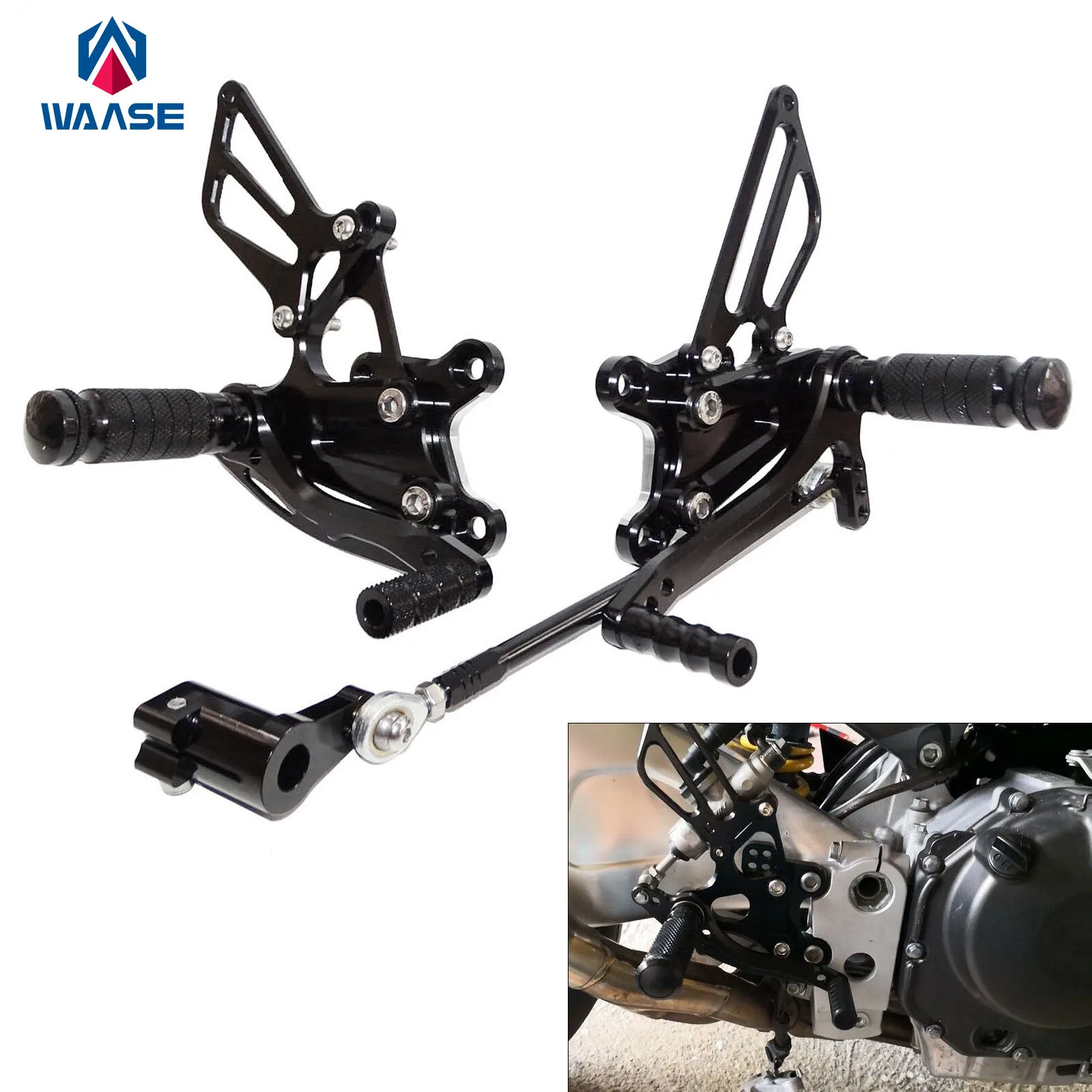 

Waase MOTO CNC алюминиевые настраиваемые задние накладки, комплект для ног, подставки для ног, колышки для HONDA CBR954RR CBR 954 RR 2002 2003 SC50