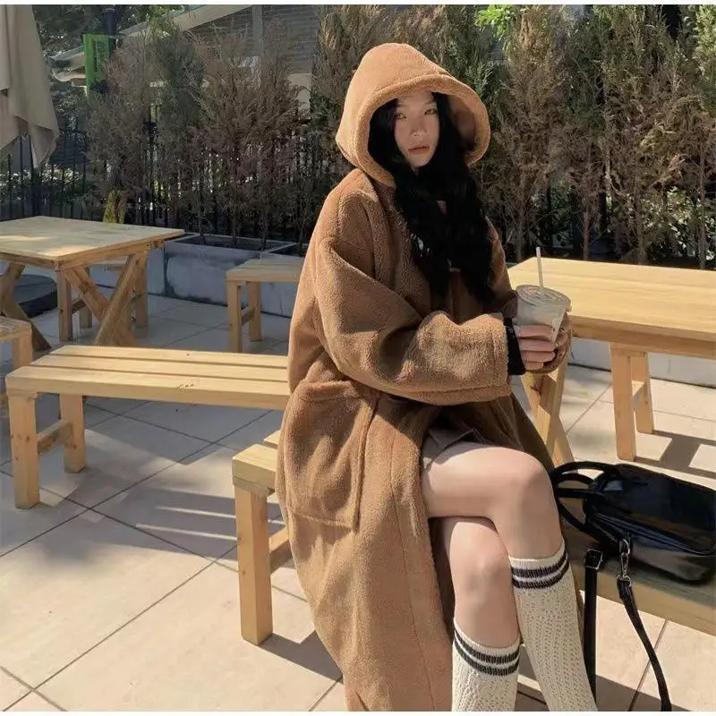 Коровья угловая пуговица плюшевое женское пальто однотонная хлопковая куртка с