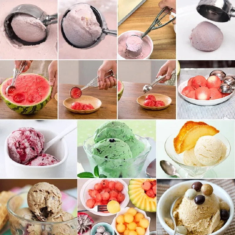 

New 4/5/6 Cm Ice Cream Spoon Useful Stainless Steel Ice Cream Scoop Watermelon Spoon Cookies Dough Spoon Kitchen Supplies