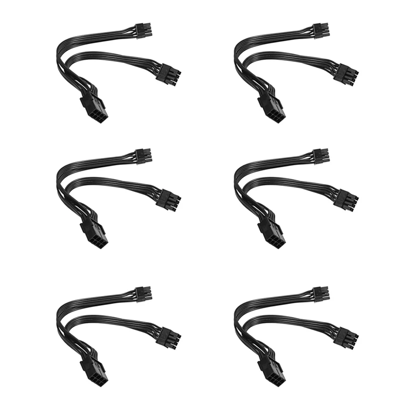 

6Pcs 20cm Graphics Card 8 Pin Female to 2X8P(6+2)Pin Extention Power Cable Male PCIe PCI Express 4 Lines Cable Connector