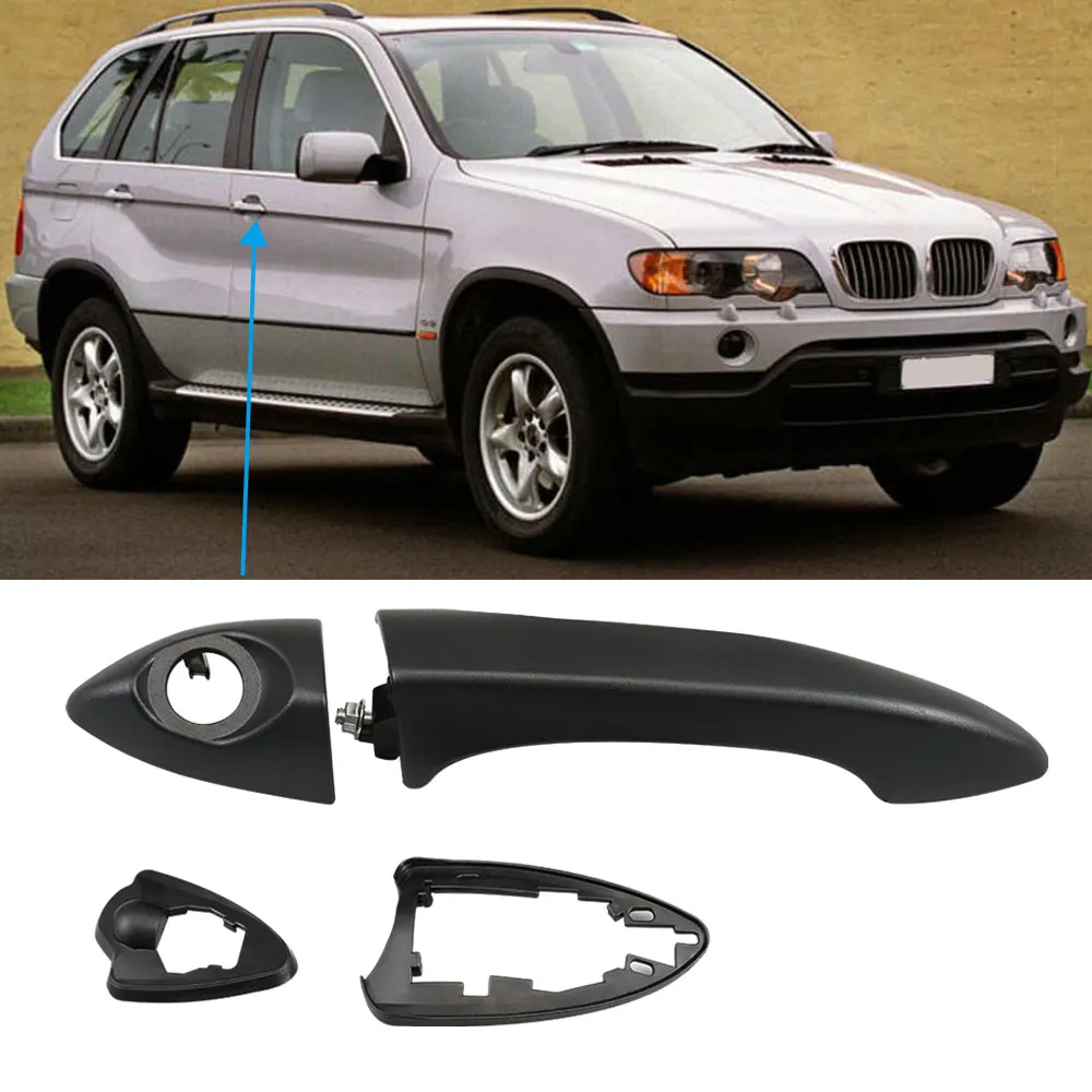 Klamka drzwi po stronie kierowcy w kolorze ciemnocznym na prawej do zewnętrznych części bocznych BMW X5 Cars